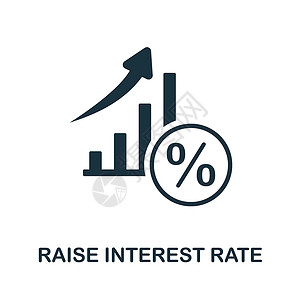 百分比向量提高利率图标 用于模板 网页设计和信息图形的单色简单提高利率图标设计图片