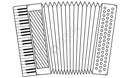 可爱手风琴手画手风琴 来自口琴家族的音乐乐器 面条风格 矢量设计图片