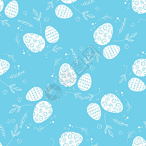 草莓PNG手绘鸡蛋与不同的装饰和花卉元素 复活节快乐的矢量无缝图案 装饰鸡蛋用于织物印刷 纺织品包装纸插图风格墙纸卡通片叶子庆典打印涂鸦绘设计图片