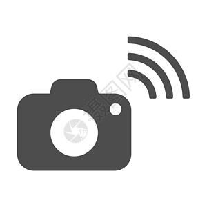 相机UI孤立在白色背景上的智能相机矢量图标 带有用于网络 移动应用程序和 ui 设计的电波图标的相机 物联网股票矢量图 物联网技术概念设计图片
