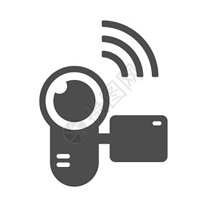 摄像机无线快门智能摄像机矢量图标隔离在白色背景上 带有用于网络 移动应用程序和 ui 设计的电波图标的智能摄像机 物联网股票矢量图 物联网技术设计图片