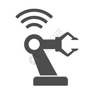 机器人手臂矢量图标孤立在白色背景上 具有用于网络 移动应用程序和 ui 设计的电波图标的机器人操纵器 物联网股票矢量图 物联网技设计图片