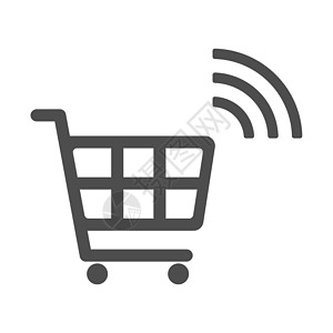 UI购物孤立在白色背景上的智能购物车矢量图标 带有用于网络 移动应用程序和 ui 设计的电波图标的购物车 物联网股票矢量图 物联网技术概设计图片