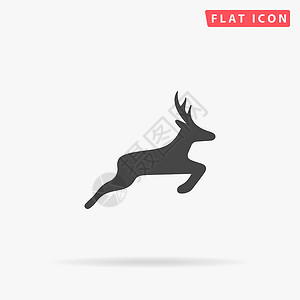 黑色挪威猎麋犬鹿平板矢量图标 手画样式设计插图设计图片