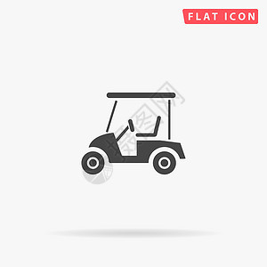 娱乐小图Golf 汽车 Club Cart 平板矢量图标 手画风格设计插图设计图片