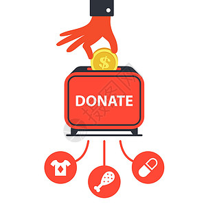 必需品捐钱给慈善基金来帮助人们设计图片