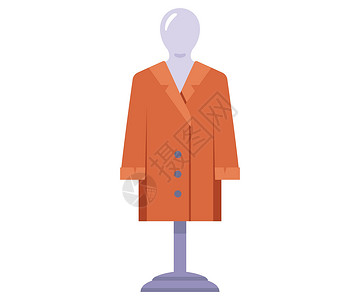 厚厚的外套风格棕色大衣挂在模特儿的商店里 服装店出售设计图片