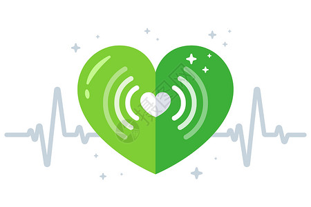 起搏器绿色的心跳 健康的人类心电图设计图片