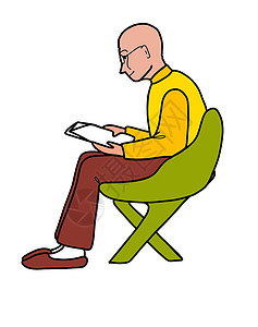 外祖父正坐在椅子上看报纸 他正在阅读报纸设计图片