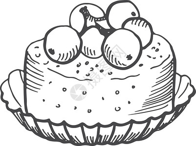 轻乳酪蛋糕蓝莓芝士蛋糕草图 手画甜甜甜点设计图片