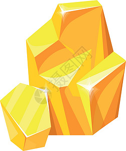 黄玉金宝石 很少收集金矿块 石头和岩石 卡通矢量图标设计图片