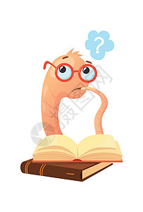 小青虫智能书虫 卡通书中用眼镜标着的虫子 可问答阅读 矢量设计图片