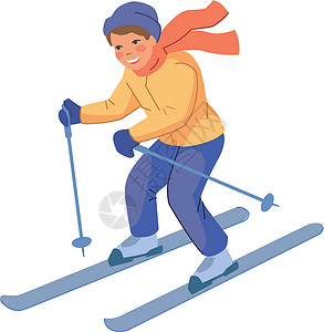 冬天穿搭穿冬衣的滑雪小子 笑得开心设计图片