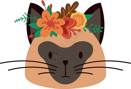 花冠上装饰猫 可爱的宠物头设计图片