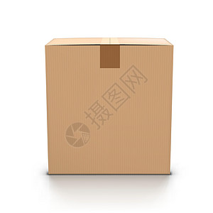 已弃用用粘胶磁带封闭的手工艺纸板邮箱瓦楞货物导游回收邮件褐色纸盒包装白色运输设计图片