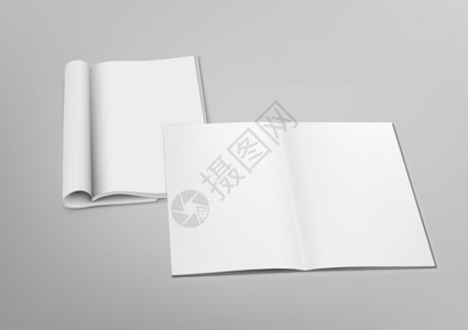 泼墨蒙版3D 空白清除已打开的封面蒙版杂志推介会笔记本传单白色文档卡片灰色目录插图小册子设计图片