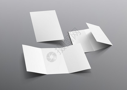 孤立的旧纸现实的三手牌A5或A4小册子模拟账单卡片邀请函传单插图推介会白色商业阴影嘲笑设计图片