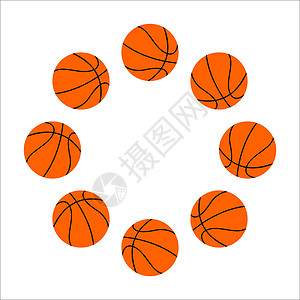 游戏纹样边框白背景的体育球边框篮球设计图片
