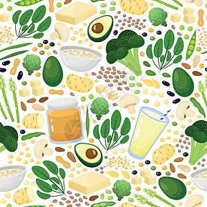藿香蓟无缝模式与素食蛋白质食品设计图片