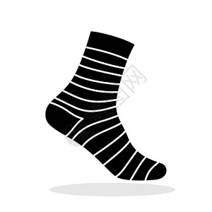 黑长袜子素材袜子图标 黑扁袜子 矢量插图纺织品配件标识鞋类羊毛运动条纹季节织物服装设计图片