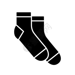 袜子设计袜子图标 黑扁袜子 矢量插图棉布季节配件纺织品条纹羊毛衣服服饰运动标识设计图片