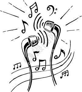 音乐机耳机涂鸦草图风格设计图片