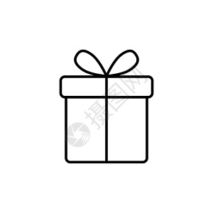 惊喜图标生日礼物圣诞礼物盒 带丝带领结横线弓条;应用程序和网站的艺术向量图标设计图片