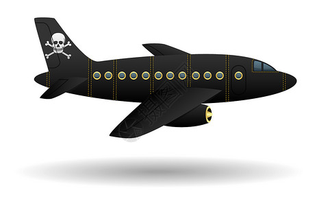 流动站黑色海盗飞机 孤立物体 向量设计图片