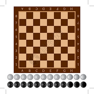经典游戏跳棋 古代智力棋盘游戏 棋盘 白色和黑色筹码 孤立的对象设计图片