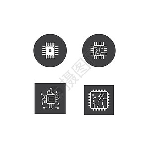 四核处理器芯片图标网络插图电子数据科学互联网木板电路白色电气设计图片