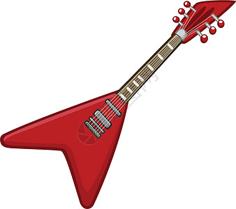 吉他指板电动吉他卡通 金属或摇滚乐电子吉他矢量插图低音指板电吉他脖子吉祥物歌曲乐队卡通片乐器岩石设计图片