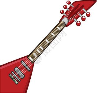 卡通乐器吉他电动吉他卡通 金属或摇滚乐电子吉他矢量插图细绳卡通片脖子贴纸乐队歌曲绘画低音艺术吉祥物设计图片