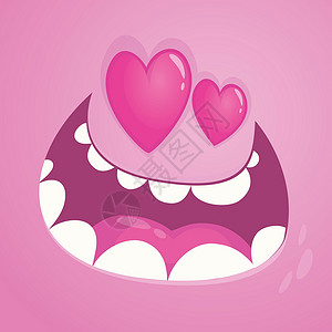 微笑嘴卡通怪物面对爱情 圣情人节设计图片