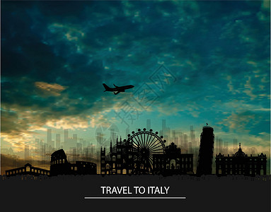 意大利风景意大利城市地貌的轮廓设计图片