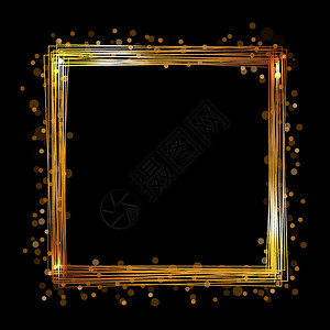 黑色长方形边框带灯光效果的矢量金边框 闪亮矩形横幅问候语漩涡贵宾框架挫败金子踪迹墙纸运动魔法设计图片