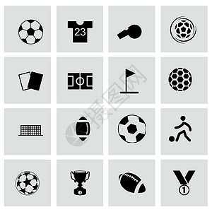 对脚杯矢量足球图标集插图足球鞋竞赛杯子角落旗帜收藏团队游戏手套设计图片