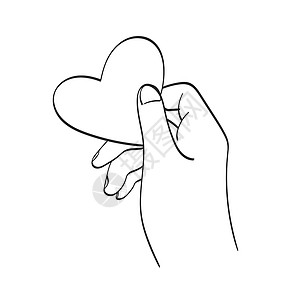 给人一种神秘而美好的感觉握着心纸插图的手 在白色背景上被孤立的矢量牵引手设计图片