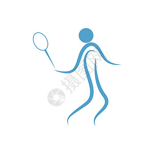 网球女运动员播放羽毛球图标设计插图模板标识闲暇行动玩家运动竞赛男人艺术团队球拍设计图片