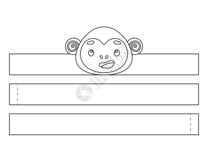 设计素材猴子可打印的猴子纸皇冠 有趣的娱乐配件 生日 圣诞节 迎婴派对的 Diy 剪彩派对丝带模板 印刷 上色 切割和粘合 矢量股票图设计图片