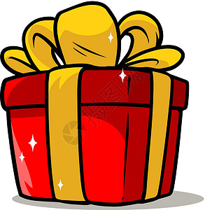 卡通闪亮的红色礼物盒盒子艺术风格丝带包装庆典卡通片展示购物惊喜图片