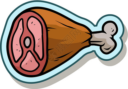 猪肉白菜Cartoon 原生火腿肉类矢量标签图标设计图片