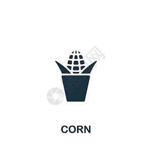 cornCorn 图标 用于模板 网络设计和信息图的单色简单图标设计图片