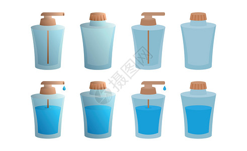 罐头瓶子装有液体的罐头或玻璃瓶子 梯度和平板风格设计图片