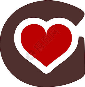 心脏图带有心脏符号 doodle 图标的字母g设计图片