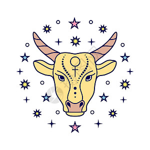 牛夹黄金牛甲二氧符号黑色鸡眼月亮动物行星标识白色水牛奶牛天文学设计图片