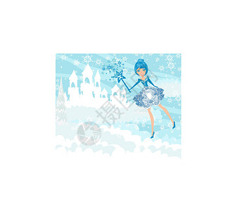 白雪公主剧照冬季城堡风景和仙女设计图片