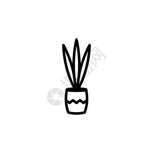 锅图标家庭种植矢量图标 在白色背景上隔绝的花盆中 用婆母舌头割开设计图片