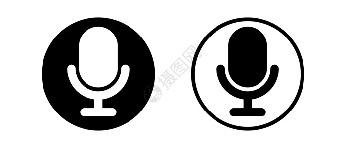 话筒按钮素材一组圆形麦克风或扬声图标 声音按钮 矢量设计图片
