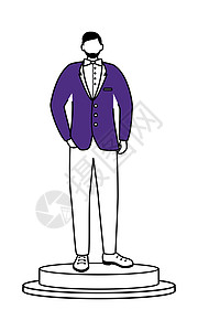 国外男模特身穿西装和弓领带半平板色向量特征的男职业模特设计图片