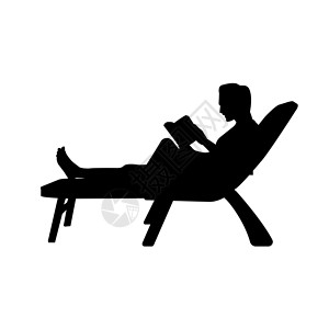 躺椅人以暑假为主(坐在沙滩边的光影男子)进行矢量插图设计图片
